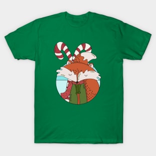 Vintage Christmas Fox Cartoon // Winter Fox Winter Animal // Arctic Fox T-Shirt